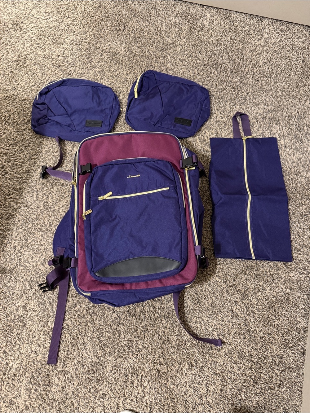 Lovevook Purple & Plum Travel Backpack with Accessories